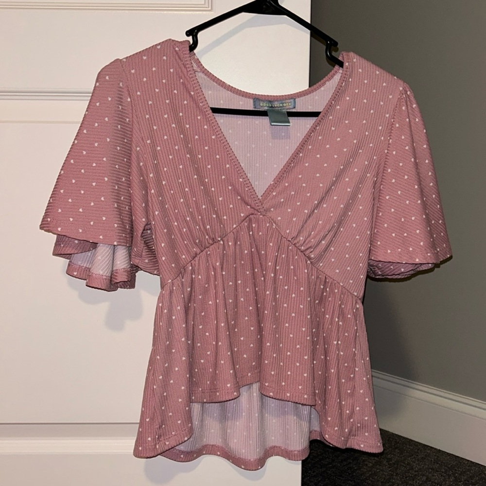 Good Luck Gym - Pink With White Hearts - XS